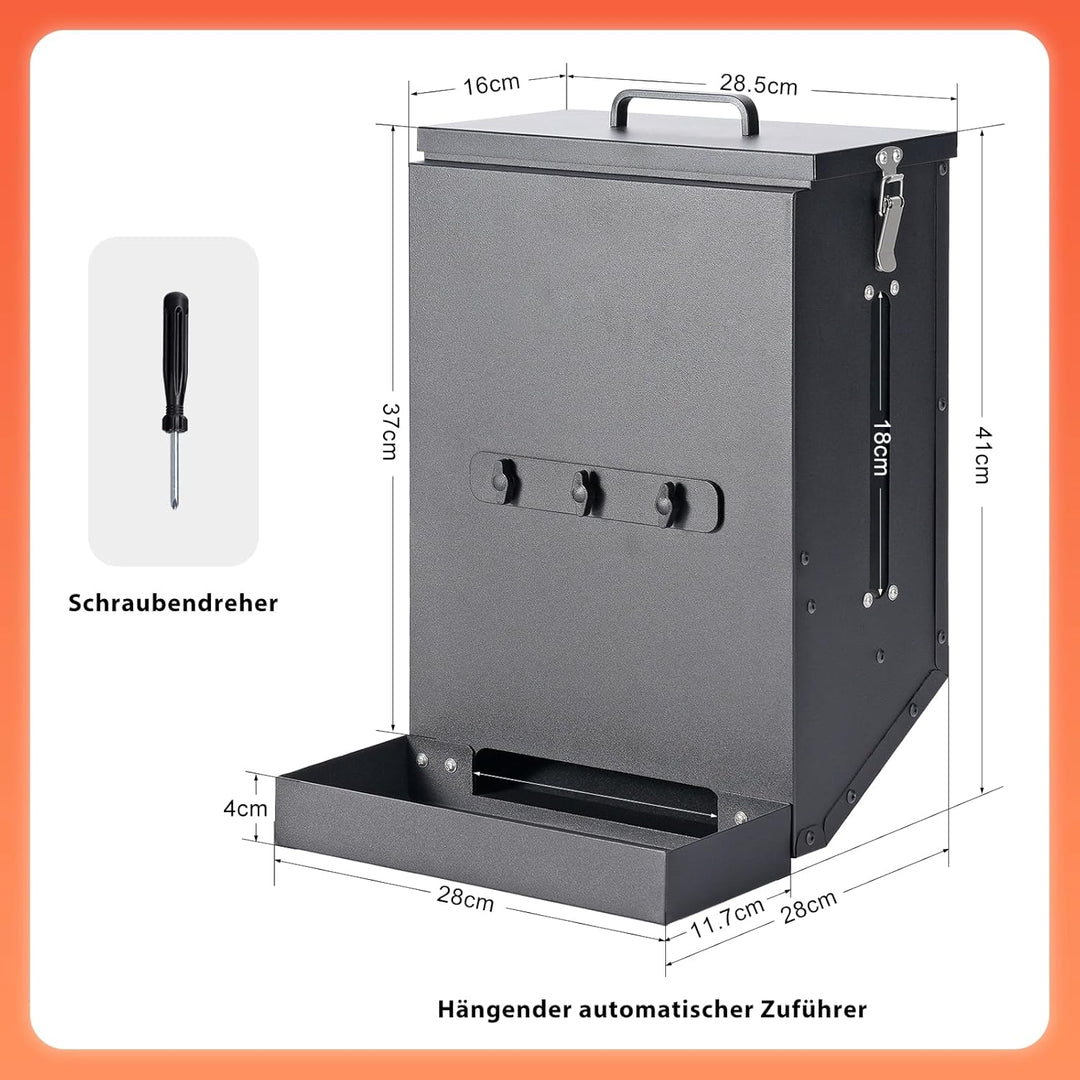 Hängender automatischer Futterspeiser, verzinkter Stahl-Hundefutterspeiser mit Haken, Outdoor Gravit
