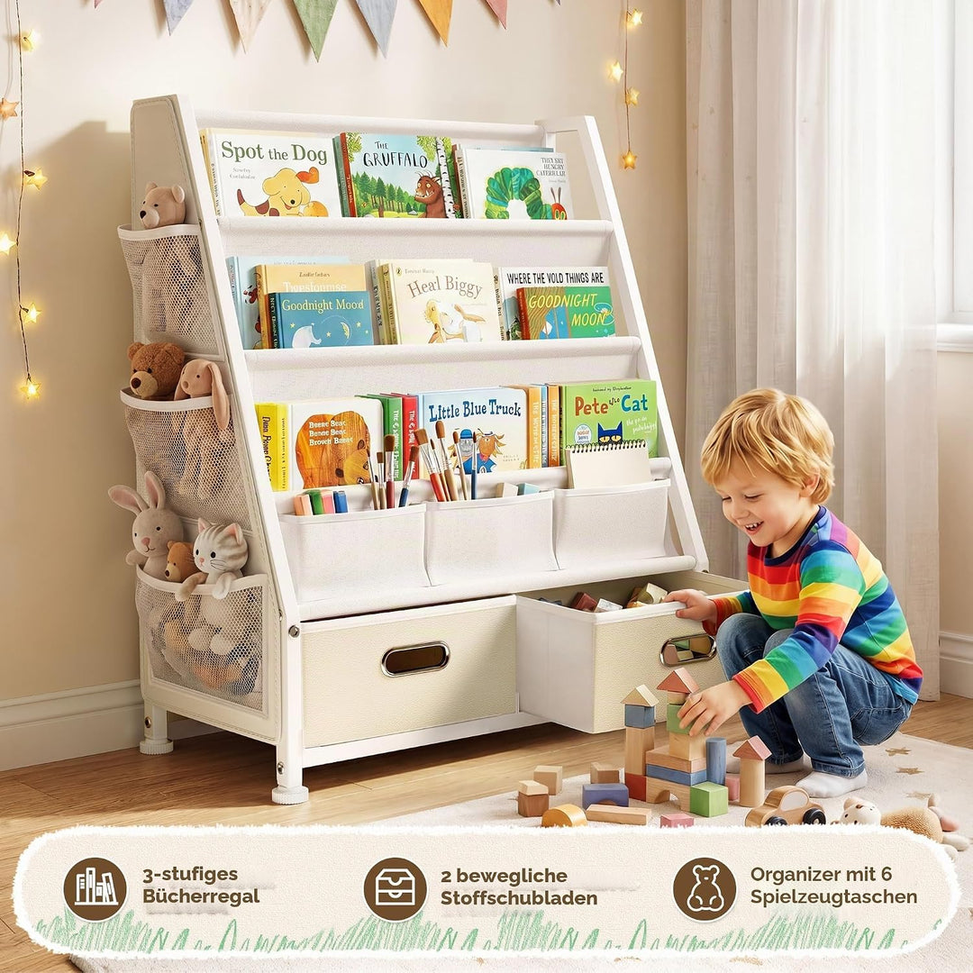 Kinderregal Kinderzimmer Weiss Offenen Aufbewahrungsregal: Kinder Bücherregal mit 3 Fächern für Büch