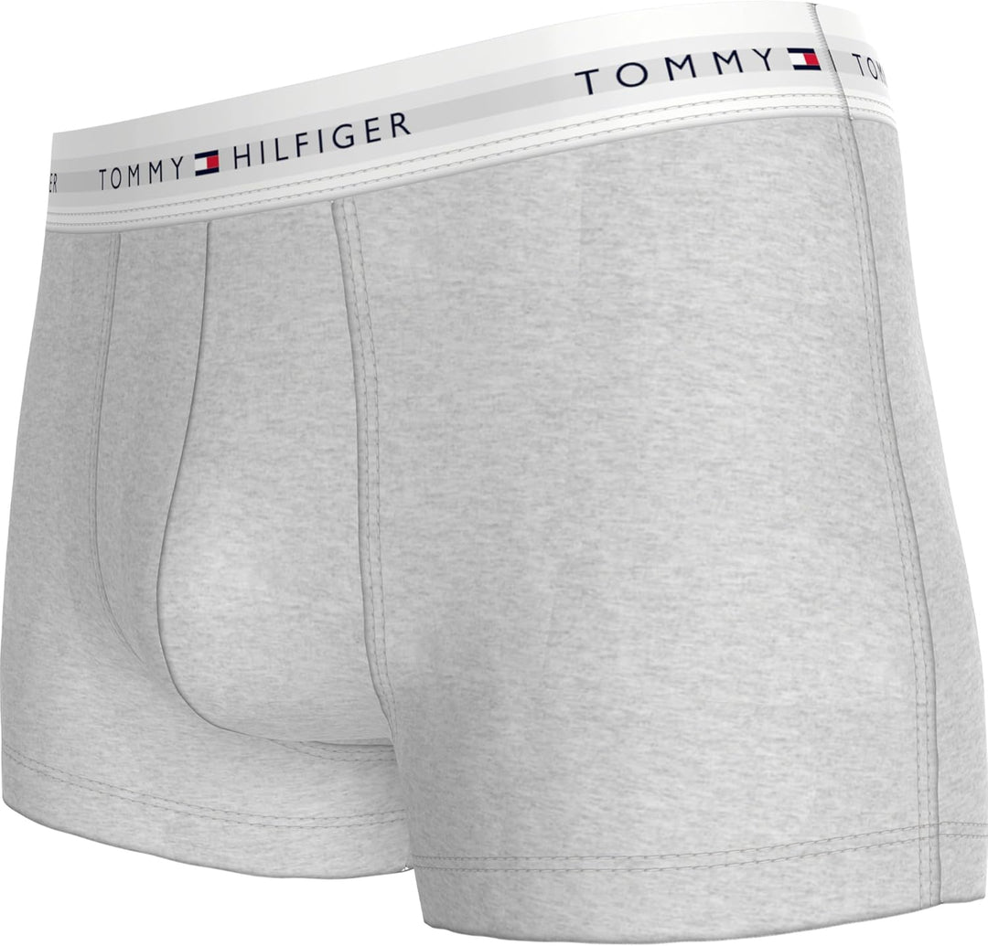 Tommy Hilfiger Herren 3er Pack Boxershorts Trunks mit Logobund M Pink (Ice Hthr/Mil Den/Swt Blu), M