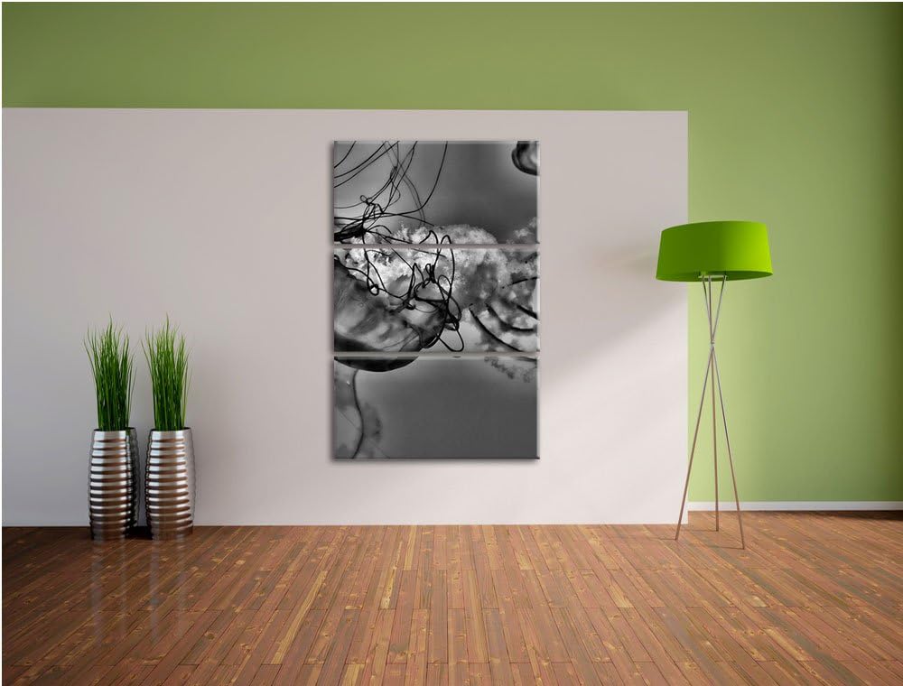 Pixxprint anmutige Qualle im Wasser als Leinwandbild/Grösse: 3 Teilig (120x80) / Wandbild/Kunstdruck