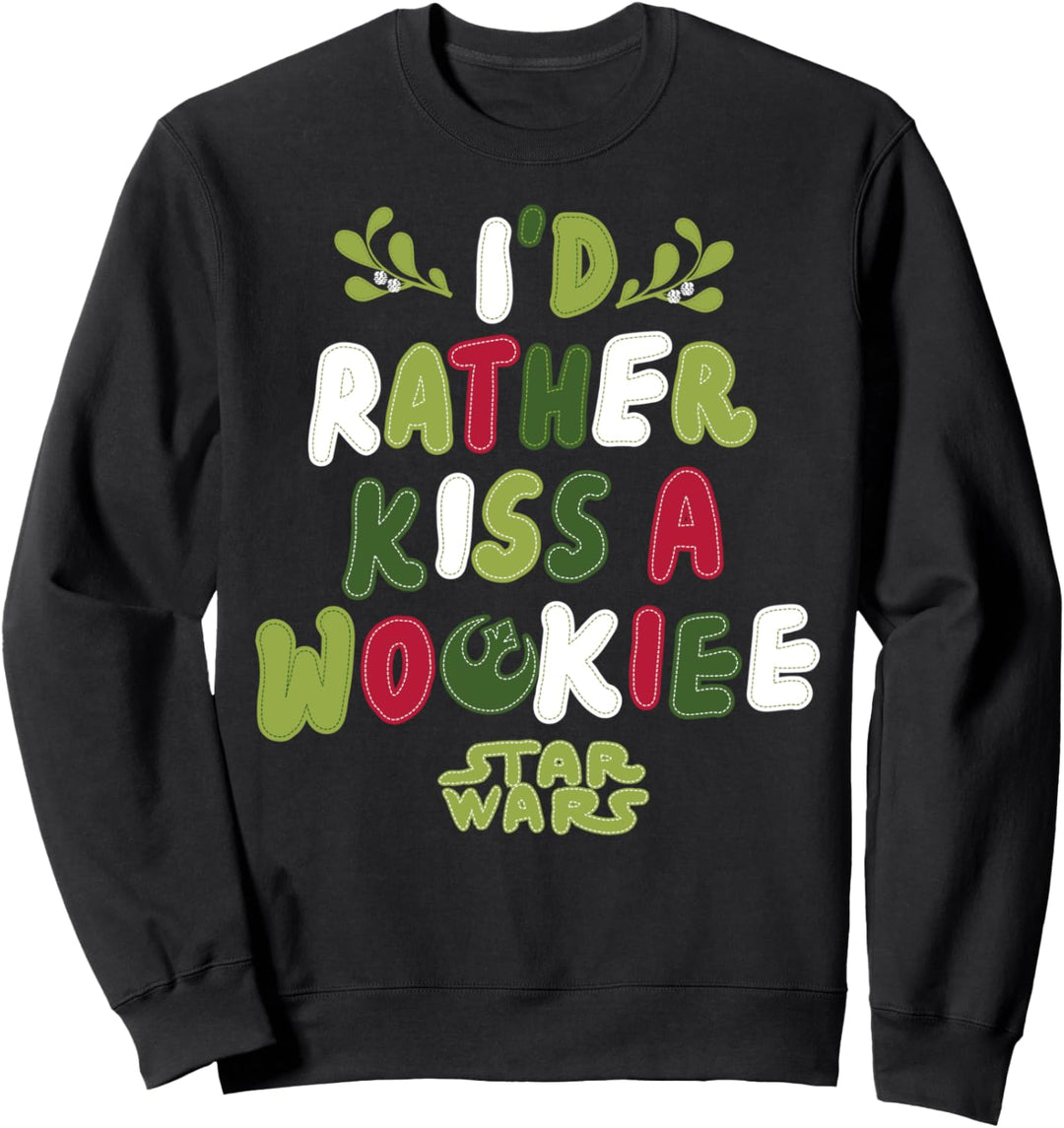 Star Wars Rather Kiss A Wookiee Stitch Christmas Sweatshirt
