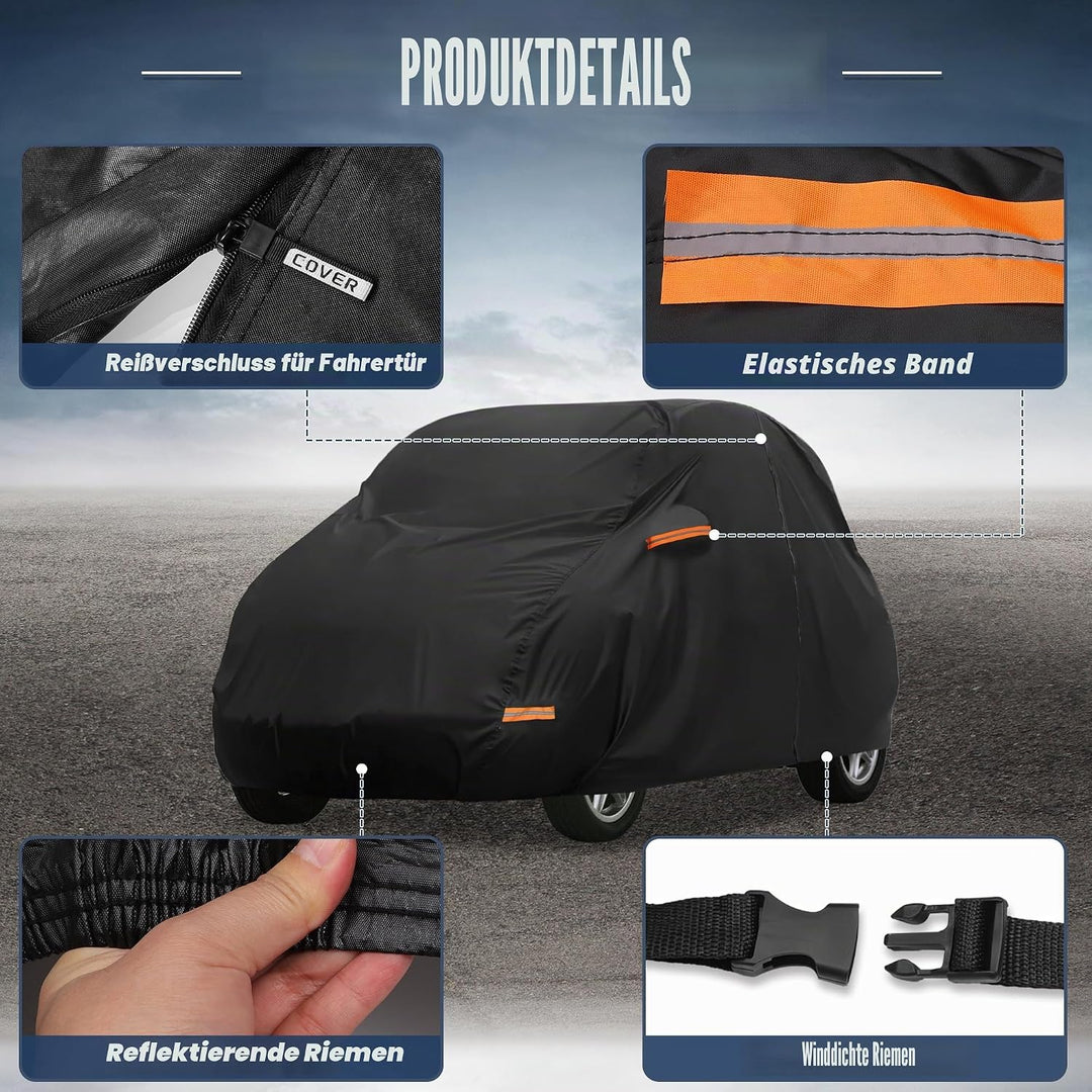 X AUTOHAUX Autoabdeckung für Smart Fortwo 2007-2019 210D-PU Outdoor Vollgarage Allwetter mit Türreis