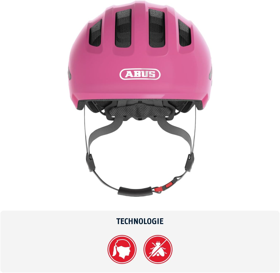 ABUS Kinderhelm Smiley 3.0 - Fahrradhelm mit tiefer Passform, kindergerechten Designs & Platz für ei