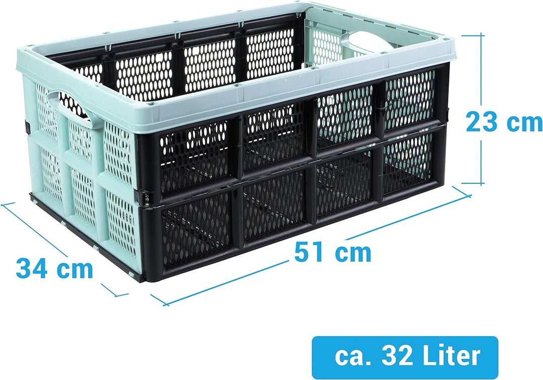 Klappbox Einkaufskorb Aufbewahrungsbox Transportbox faltbar 32 Liter 3 Stück, Farbe:Mehrfarbig sorti