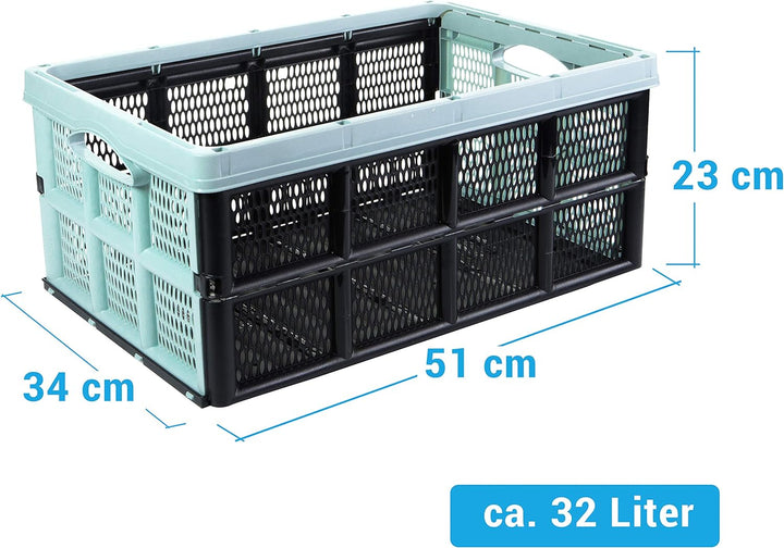 Klappbox Einkaufskorb Aufbewahrungsbox Transportbox faltbar 32 Liter 3 Stück, Farbe:Mehrfarbig sorti