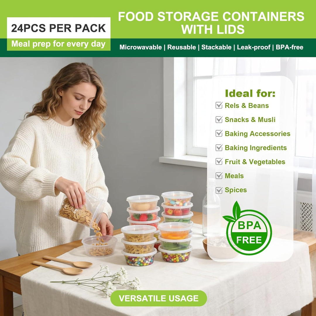 Cozary Vorratsdosen mit Deckel Luftdicht 24 Sets,Frischhaltedosen mit Deckel 24pcs 24Oz BPA-Frei, Sp