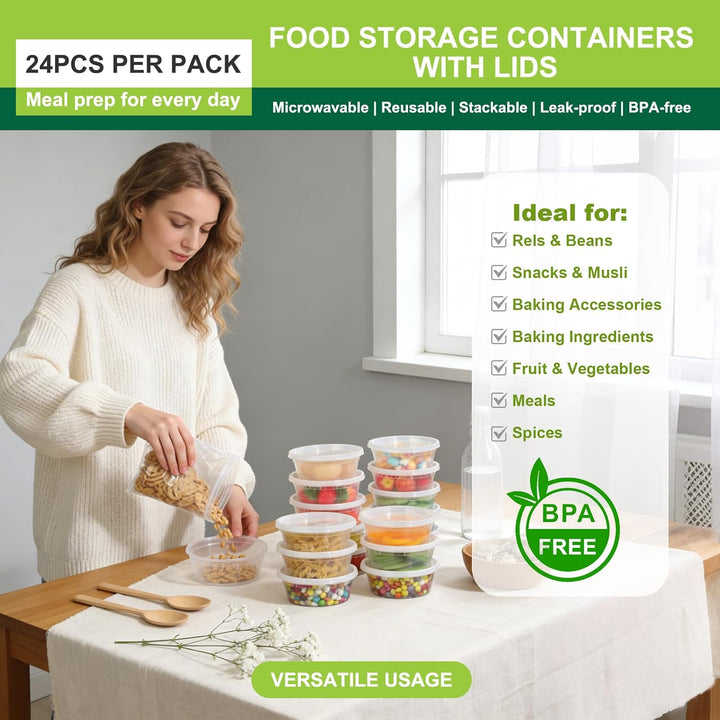 Cozary Vorratsdosen mit Deckel Luftdicht 24 Sets,Frischhaltedosen mit Deckel 24pcs 24Oz BPA-Frei, Sp