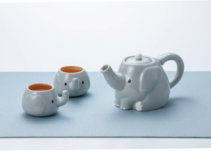 SAN3751 Niedliches Geschirr, Topf, Tasse, Teeservice, ca. 600.3 ml, Elefant Eltern und Kind Elefante