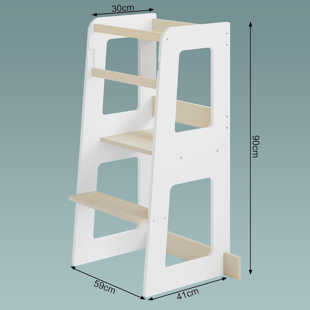 WOLTU Lernturm für Kinder ab 1 Jahr, mit Rausfallschutz, Montessori Learning Tower, Entdeckerturm Kü