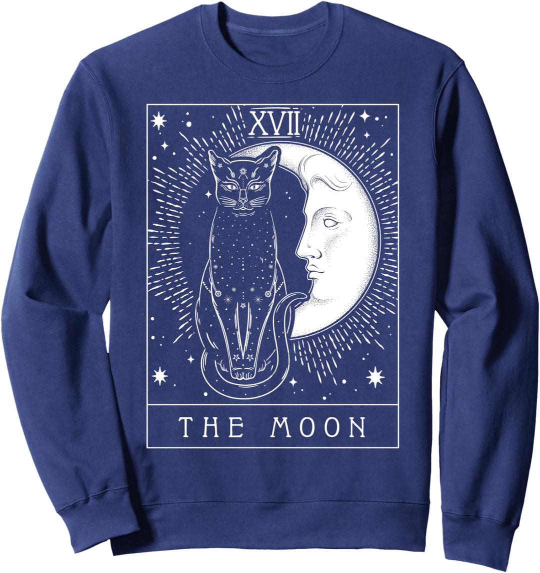 Tarot Card Crescent Moon And Cat Sweatshirt