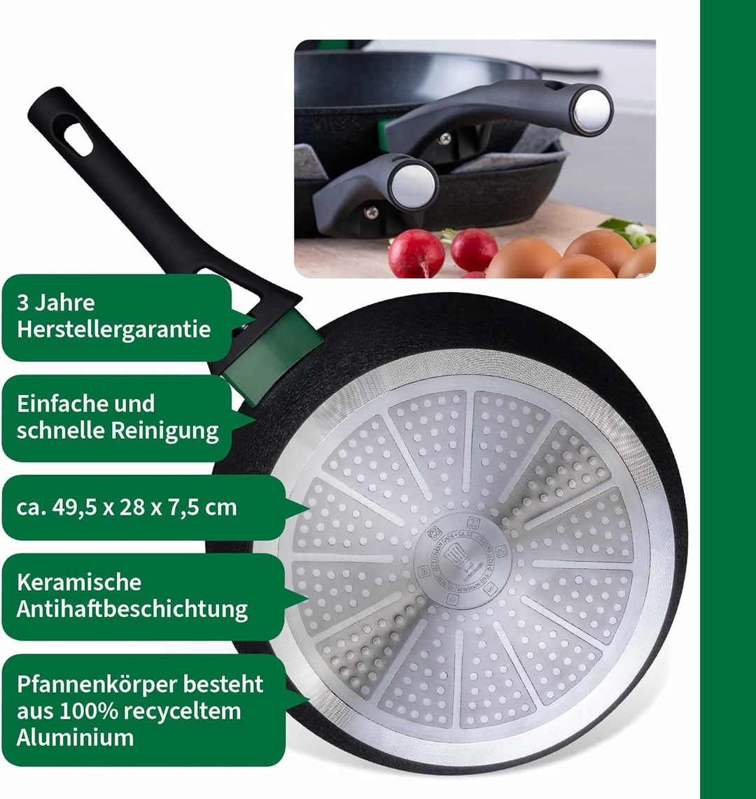 Chefkoch trifft Fackelmann - Keramik-Pfanne Hamburg Ø 28 cm, Antihaftbeschichtung, für alle Herdarte