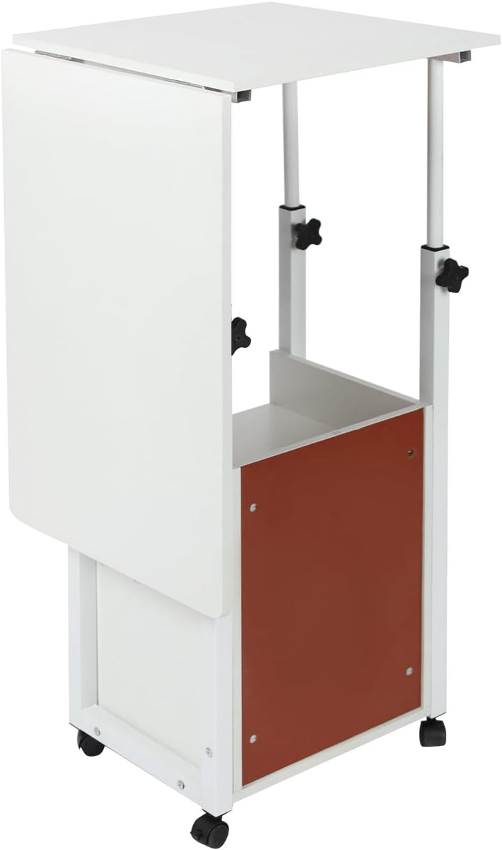 Mobiler Nachttisch 100X40cm Betttisch Mit Rollen HöHenverstellbarer Bettschreibtisch Bis 20kg Beiste