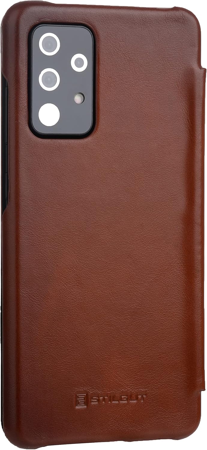 STILGUT Book Case kompatibel mit Samsung Galaxy A72 Hülle aus Leder zum Klappen, Klapphülle, Handyhü