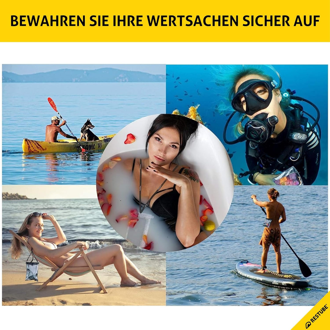 Restube wasserdichte Handyhülle, IPX8 Unterwasser Handyhülle für Schwimmen, Dry Bag Handy Lanyard Hü