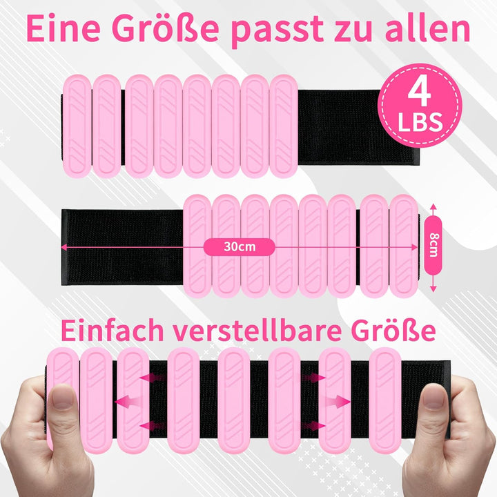 Gewichtsmanschetten 2er Set – Verstellbare Handgelenkgewichte & Fussgewichte aus Silikon für Damen &