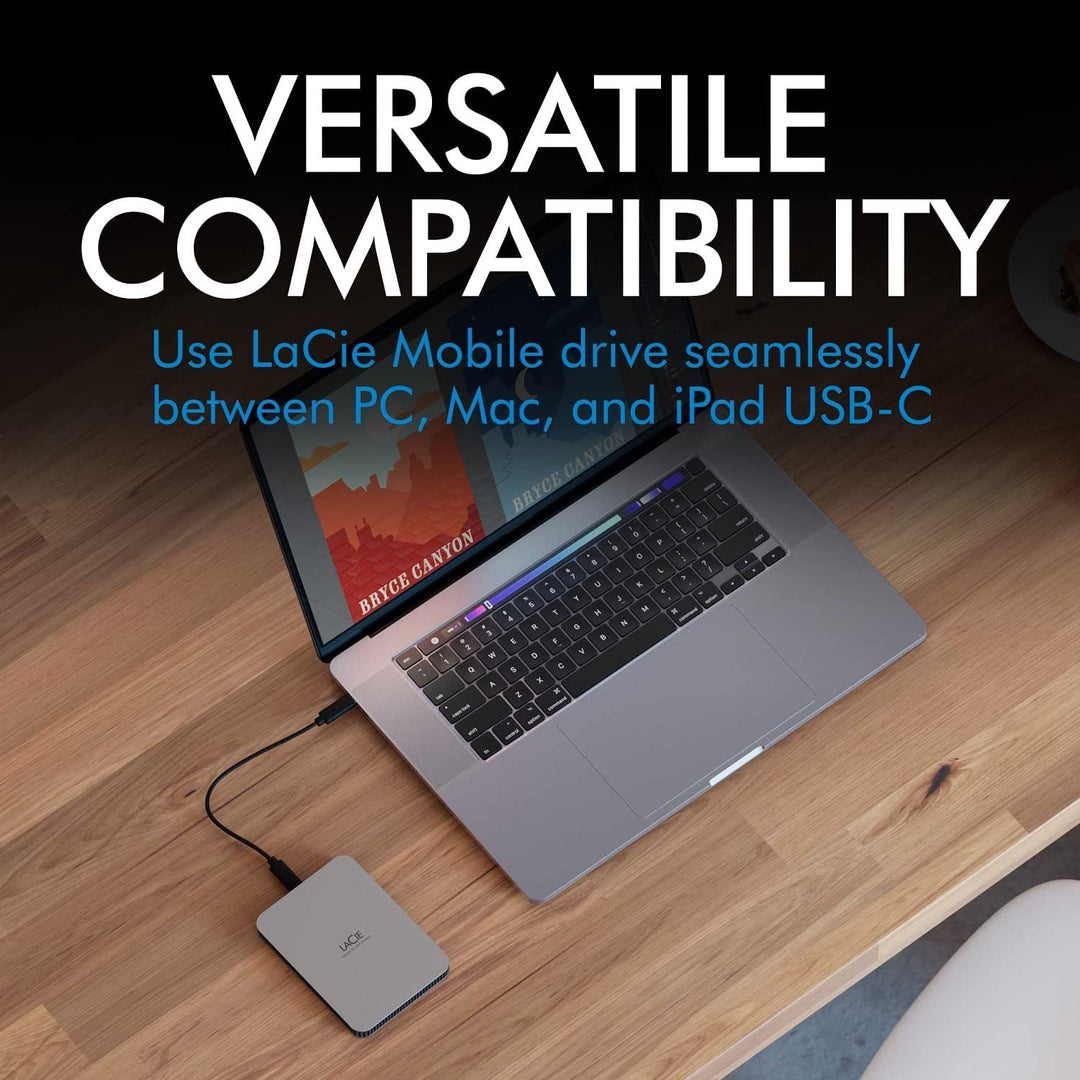 LaCie MOBILE DRIVE V2 Moon 4TB tragbare externe Festplatte, 2.5 Zoll, Mac & PC, silber, inkl. 2 Jahr