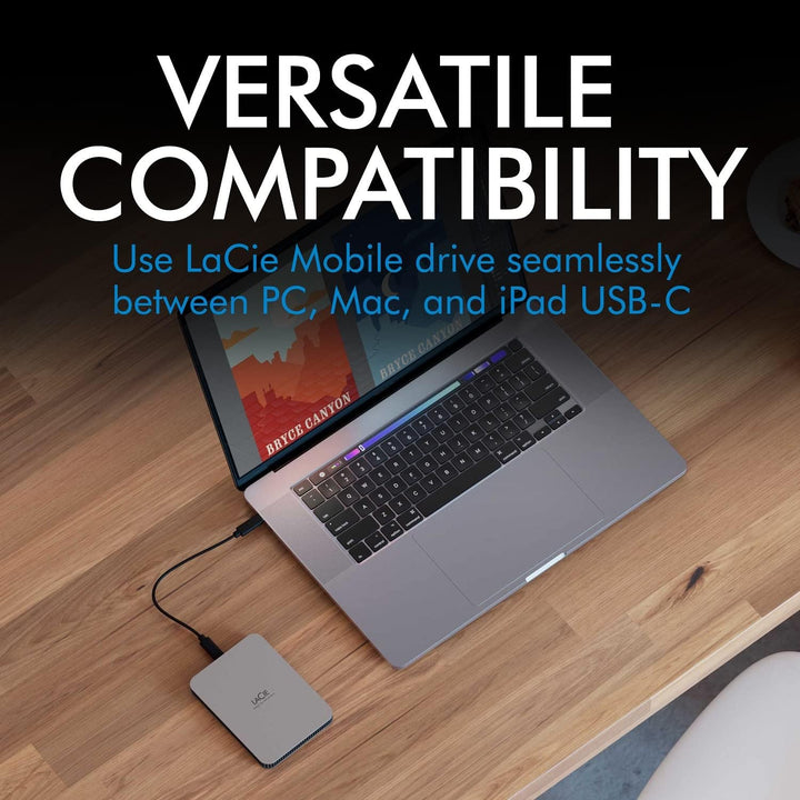 LaCie MOBILE DRIVE V2 Moon 4TB tragbare externe Festplatte, 2.5 Zoll, Mac & PC, silber, inkl. 2 Jahr