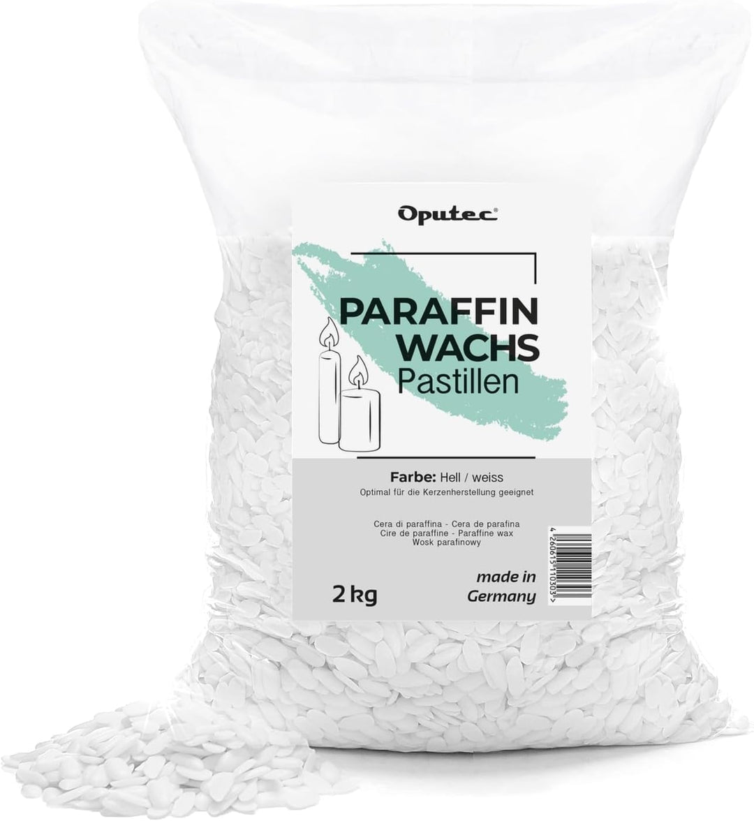 Oputec 2KG Paraffinwachs Pastillen für Kerzen: Weisses Kerzenwachs - Kerzen selber Machen - Kerzenwa