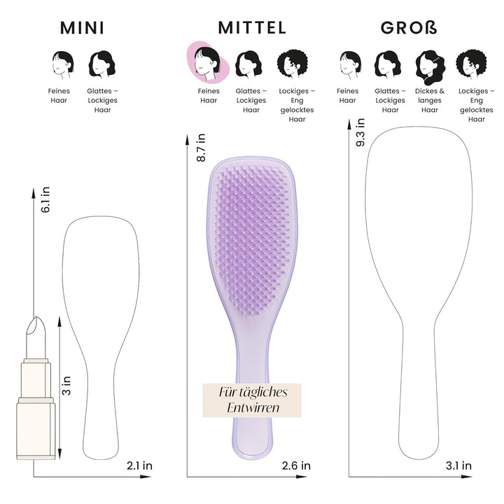 Tangle Teezer Ultimate Detangler Haarbürste für Coloriertes, Feines & Dünnes Haar – Sanfte Zweistufi
