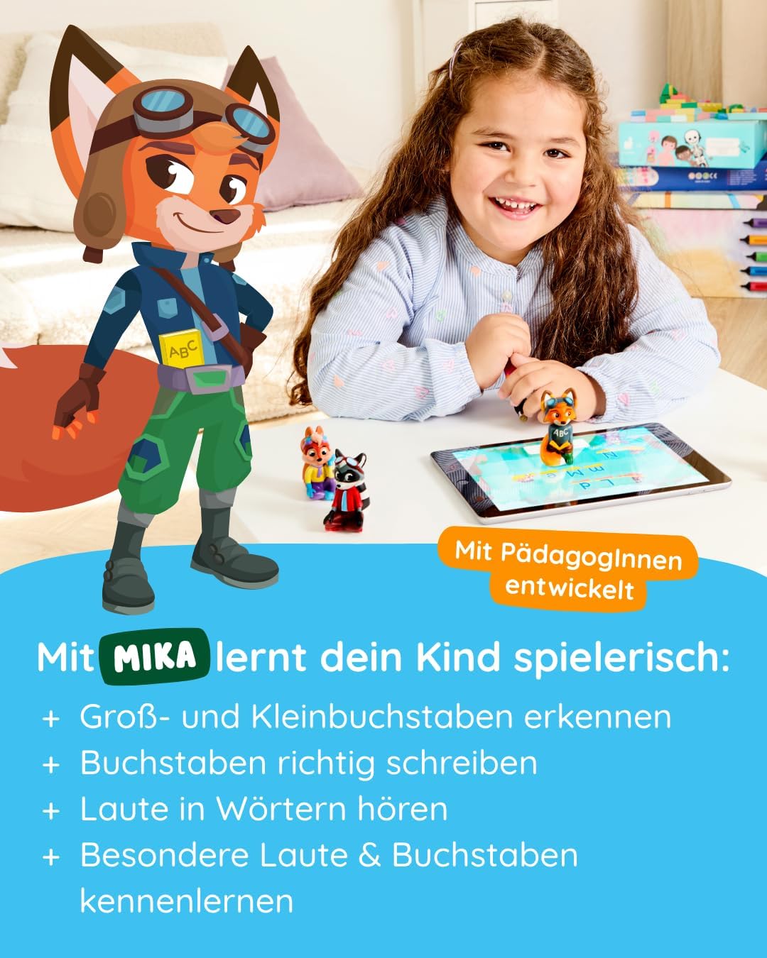 Edurino Starterset Mika ABC: Die Buchstaben Lesen &amp; Schreiben ab 4 - Stufe 2 inkl. Eingabestift | Gr