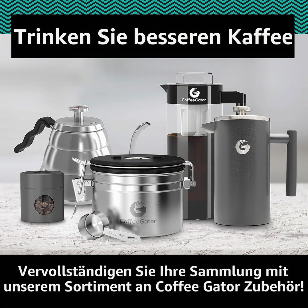 Coffee Gator French Press Kaffeebereiter - Thermo-Kaffeekanne aus Edelstahl für länger heissen Kaffe