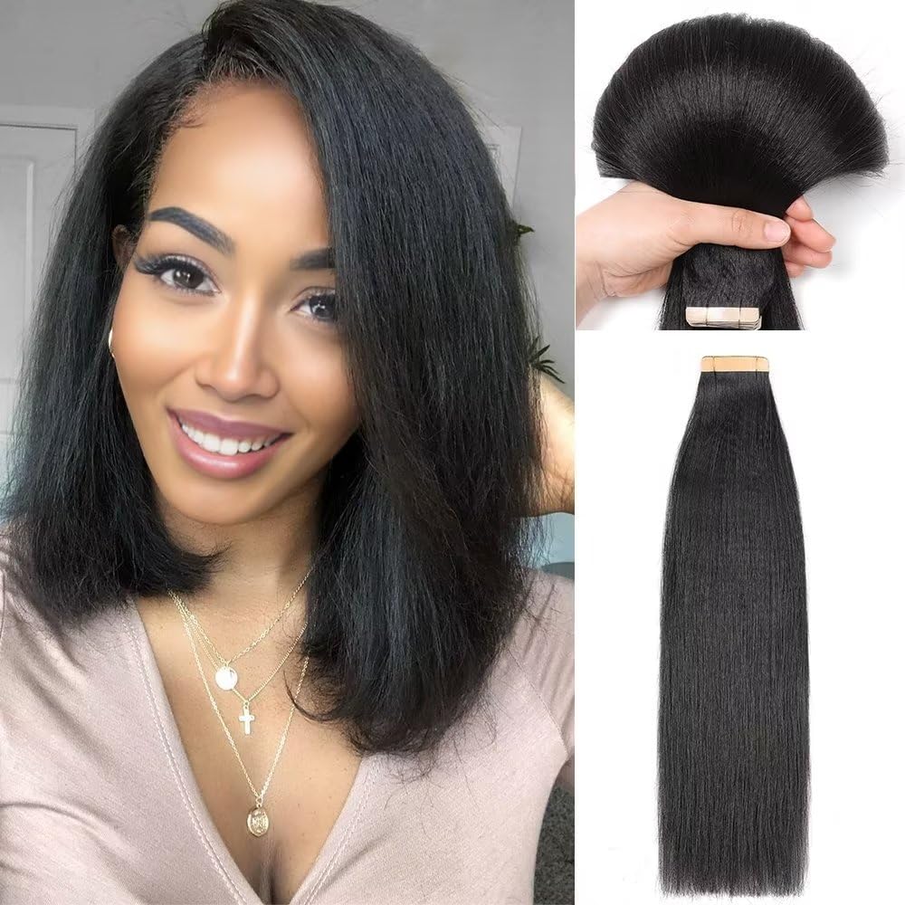 YDDM Schwarze Frauen tape extensions echthaar schwarz Yaki Straight Tape in haarverlängerung echthaa