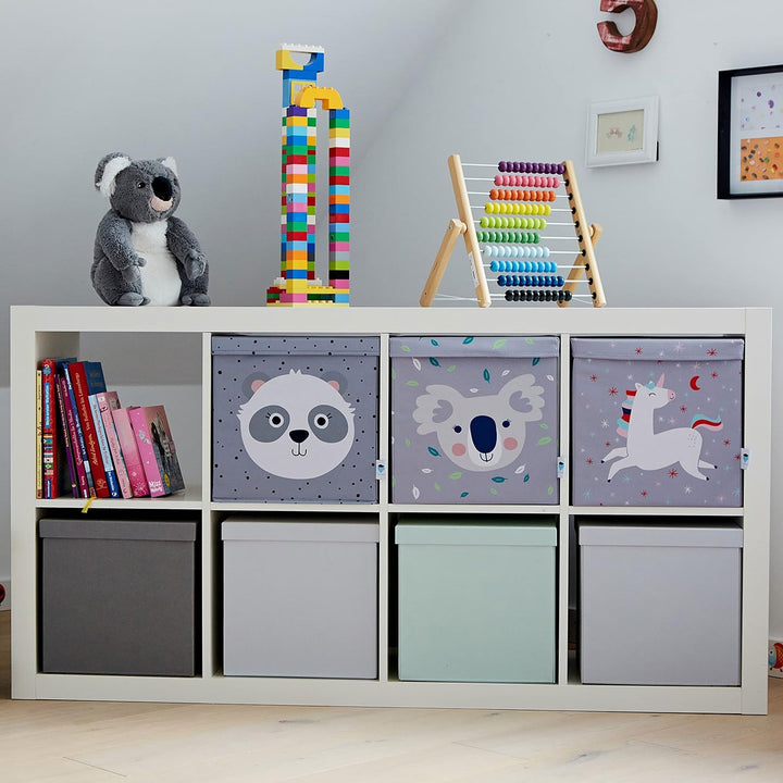 LOVE IT STORE IT Aufbewahrungsbox mit Deckel - Ordnungsbox aus Stoff - Verstärkt mit Holz - Quadrati