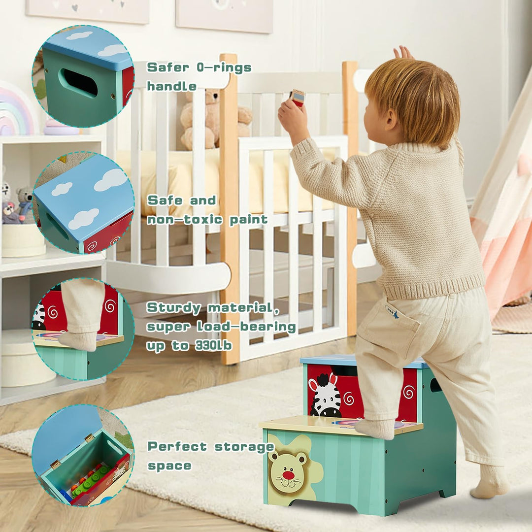 Tritthocker für Kinder | Kindertritthocker mit Aufbewahrung | Tragbare & leichte Double Step Hocker