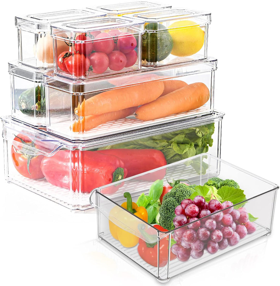 TWBEST Kühlschrank Organizer 8 Set,Kühlschrank-Organizer Mit Griff für Küche-Mit Deckel,Behälter für