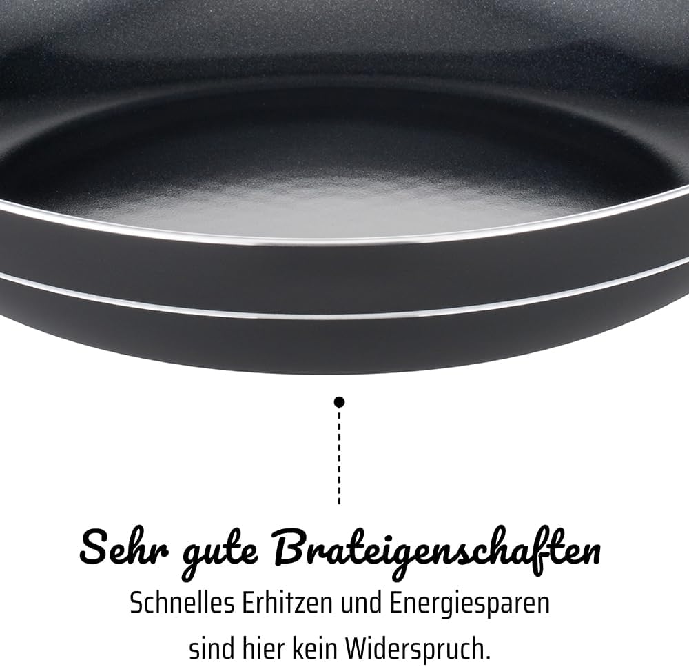 GSW Kochtopf Set Milano Nero, 15-teilig, Hochwertiges Topfset für Induktion, Ceran & Gas, Antihaftbe