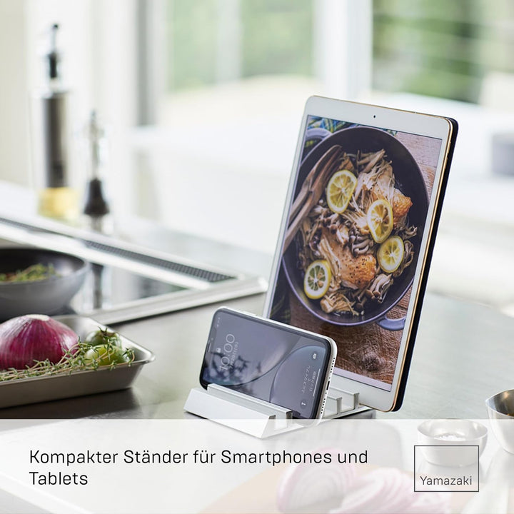 Yamazaki Tower 5274 Tablet-Ständer, Smartphone and Tablet Stand, Weiss, Aluminium/Silikon, 10 x 13 x