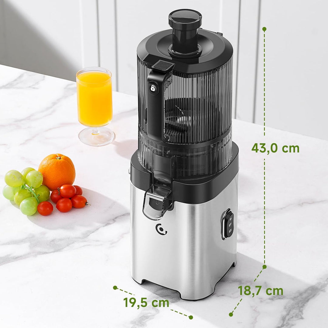 AMZCHEF Entsafter - Slow Juicer mit 158MM grosse und Grössere Einfüllschacht für Ganze Obst und Gemü