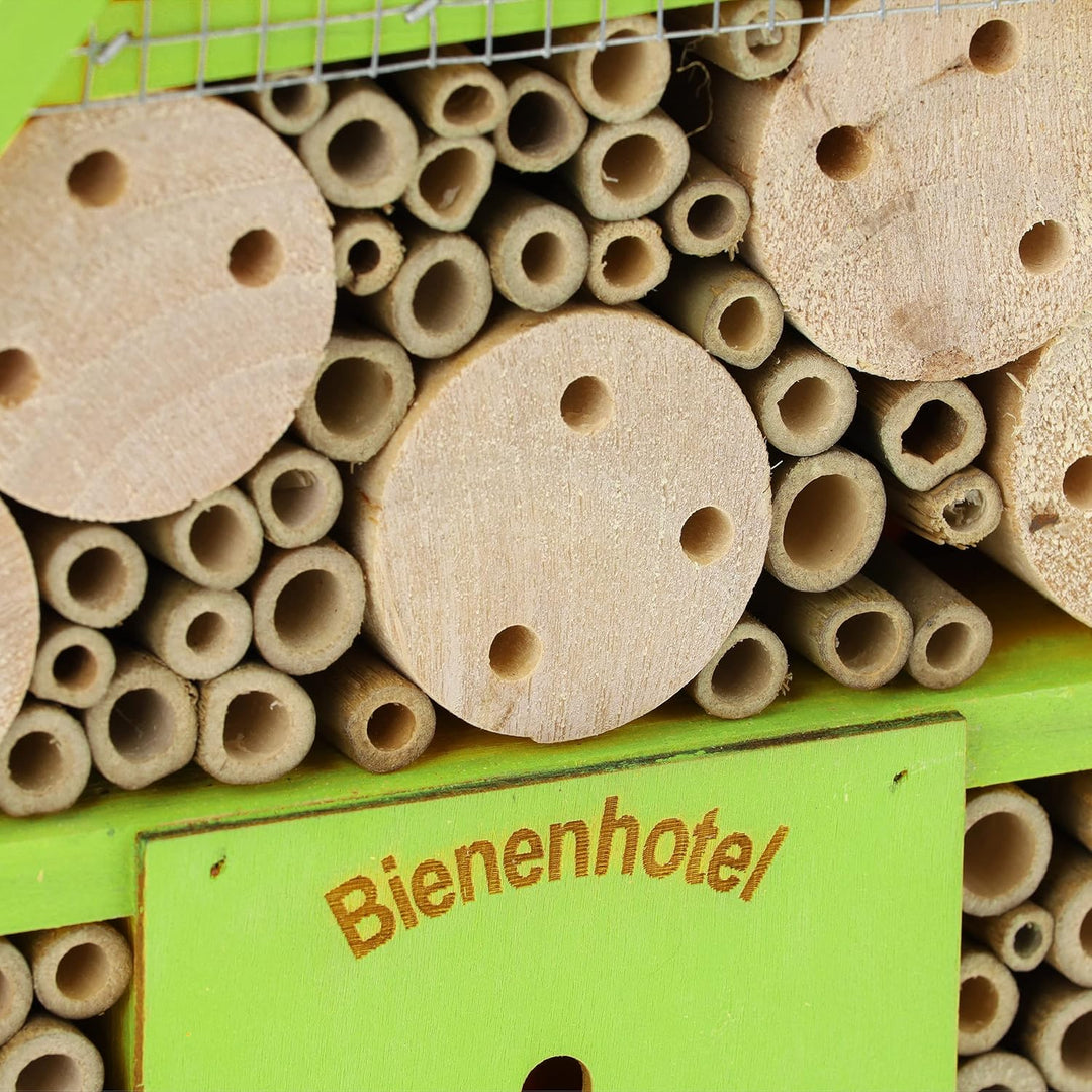Relaxdays Bienenhotel, Nisthilfe Wildbienen, Garten, Balkon, Insektenhotel zum Aufhängen, Holz, HBT