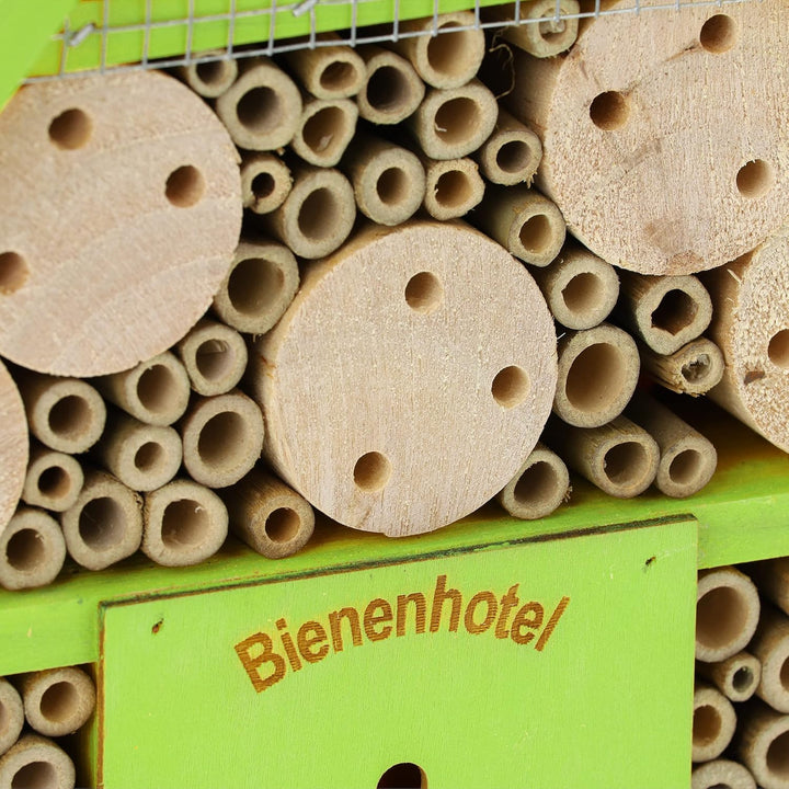 Relaxdays Bienenhotel, Nisthilfe Wildbienen, Garten, Balkon, Insektenhotel zum Aufhängen, Holz, HBT