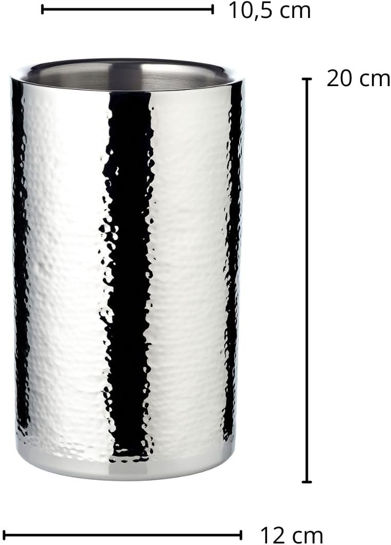 EDZARD Flaschenkühler Nebraska, Höhe 20 cm, Durchmesser 12 cm, für 1 Flasche, doppelwandig, Edelstah