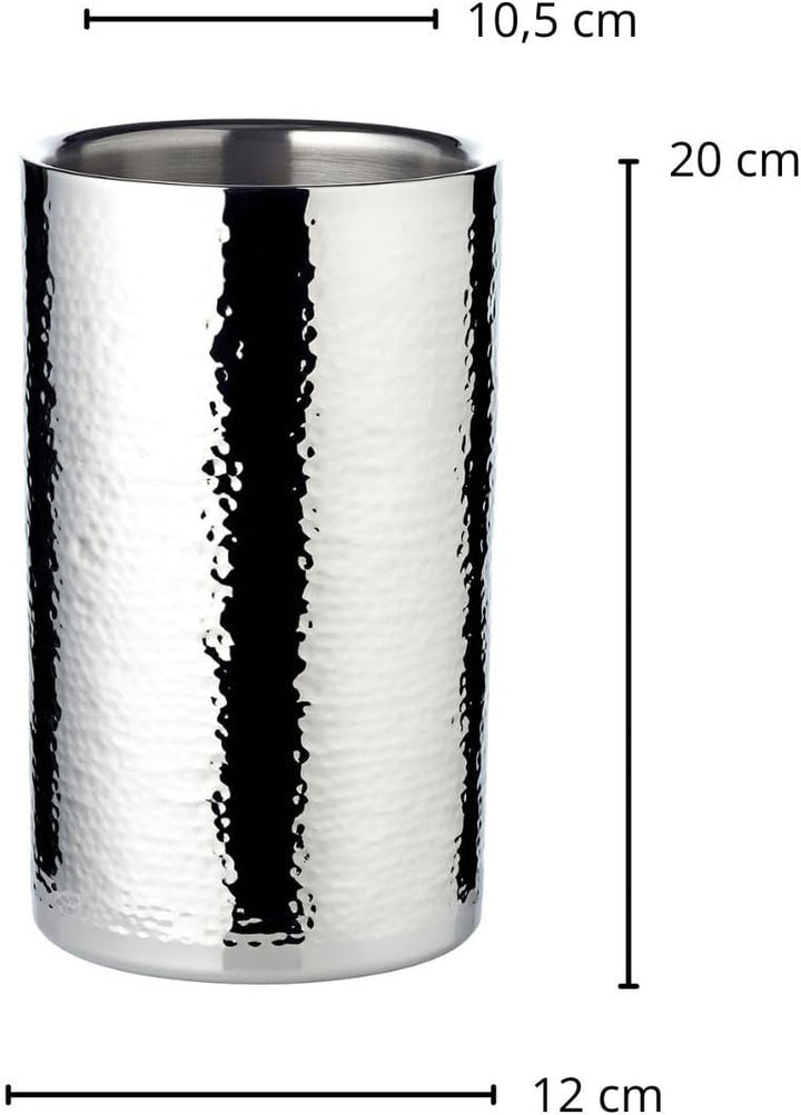 EDZARD Flaschenkühler Nebraska, Höhe 20 cm, Durchmesser 12 cm, für 1 Flasche, doppelwandig, Edelstah