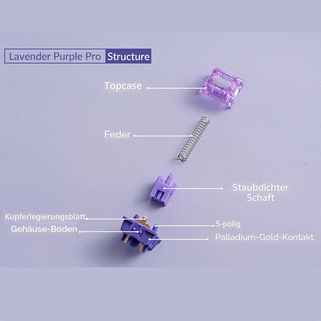 Akko V3 Pro Violett Schalter für Gaming-Tastatur, taktile Schalter, 5-Pin 40gf, staubdichter Schaft,
