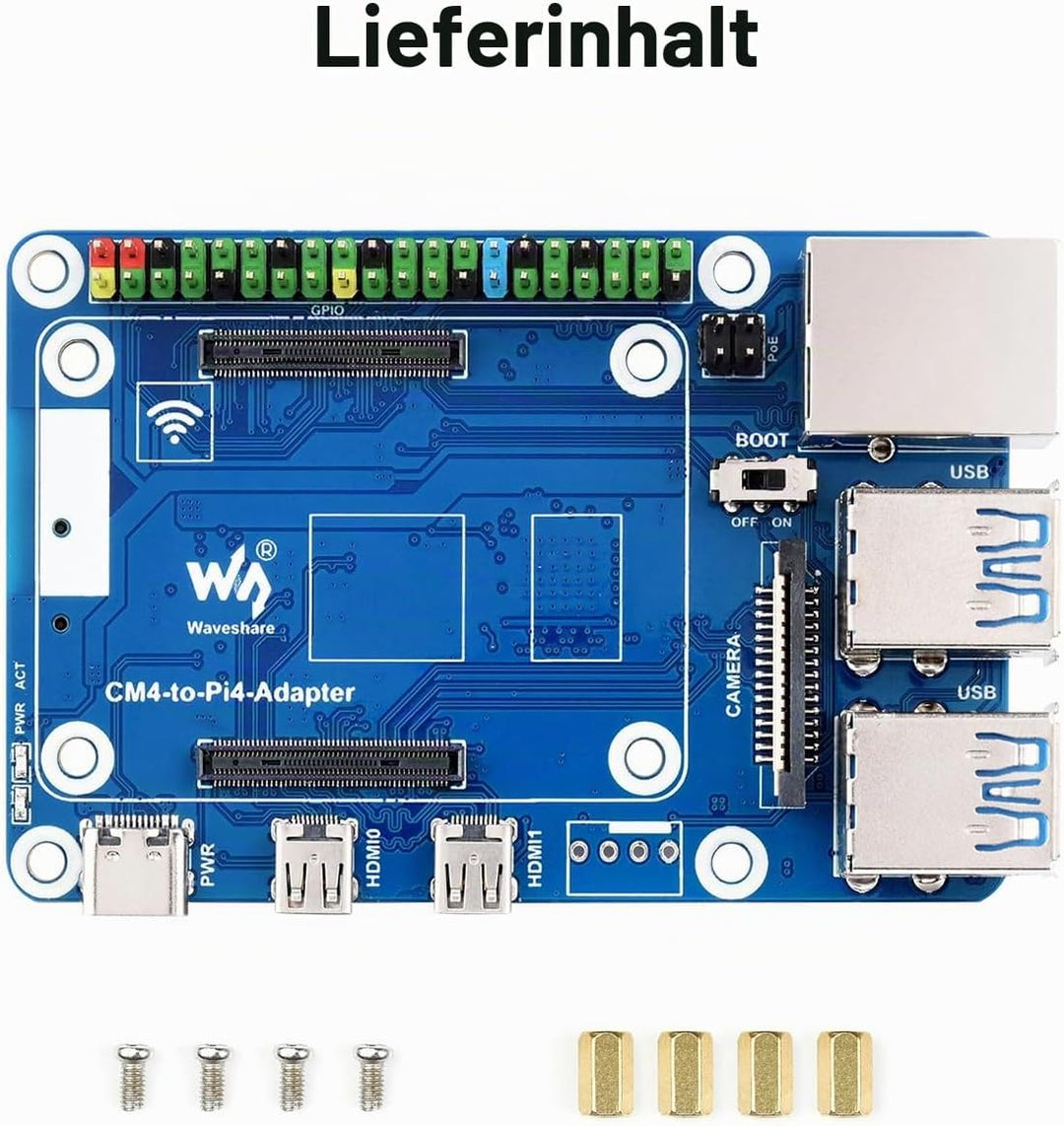 Waveshare CM4-to-Pi4-Adapter for Raspberry Pi CM4, Alternative Solution for Raspberry Pi 4B(Can be U
