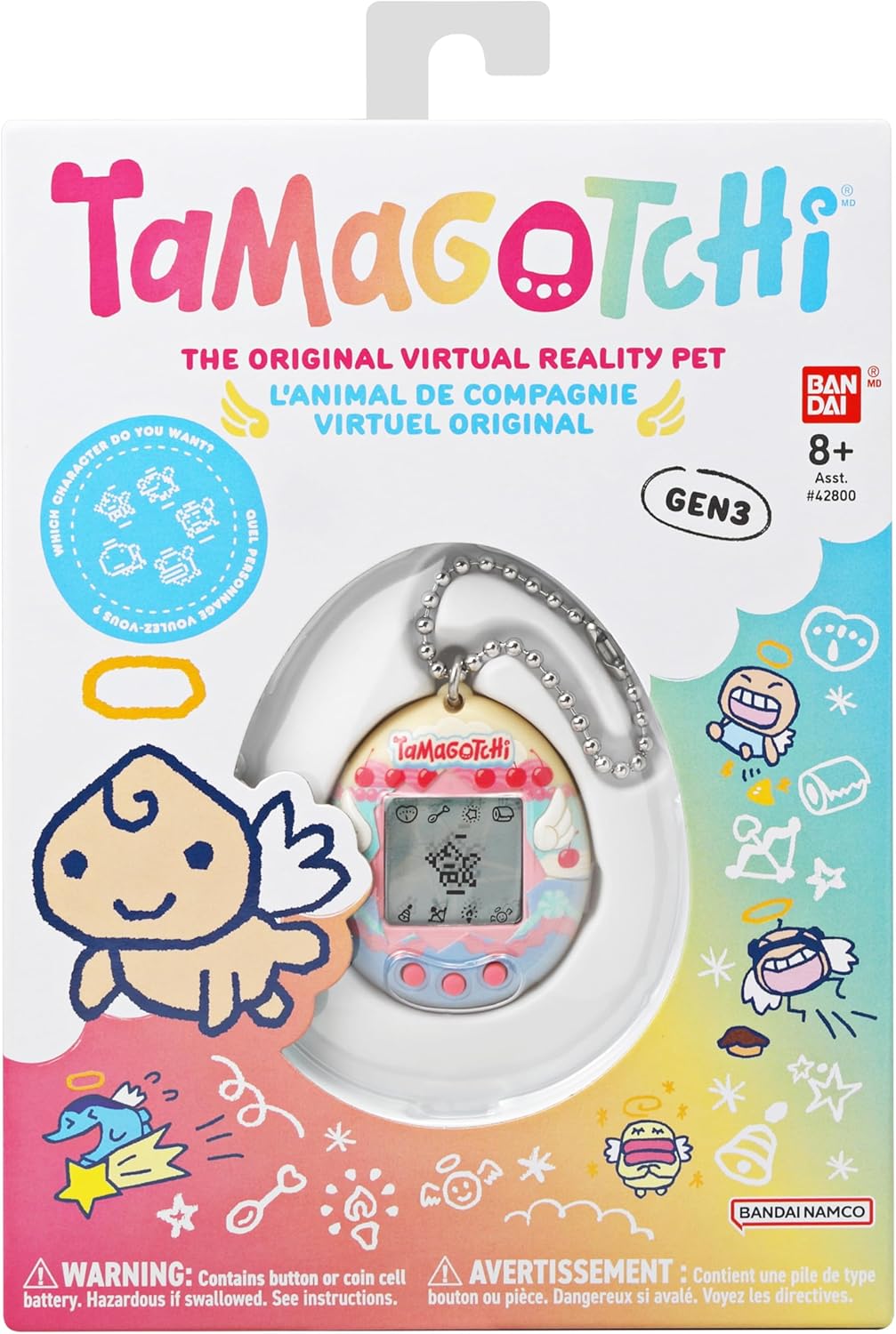 Bandai - Tamagotchi - Original Tamagotchi - Angel Cake - Elektronisches virtuelles Haustier mit Farb