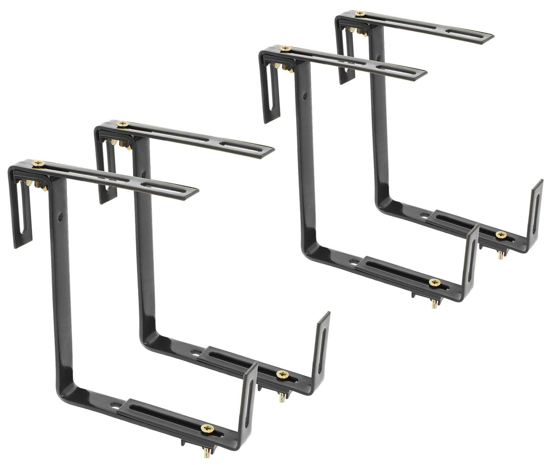 com-four® 4x Blumenkastenhalter für Balkon-Brüstungen und Geländer - flexible Befestigung aus Metall