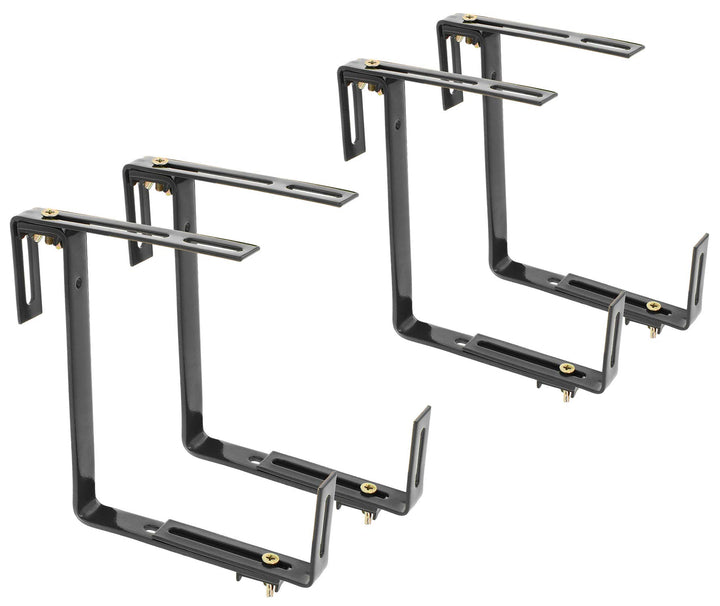 com-four® 4x Blumenkastenhalter für Balkon-Brüstungen und Geländer - flexible Befestigung aus Metall