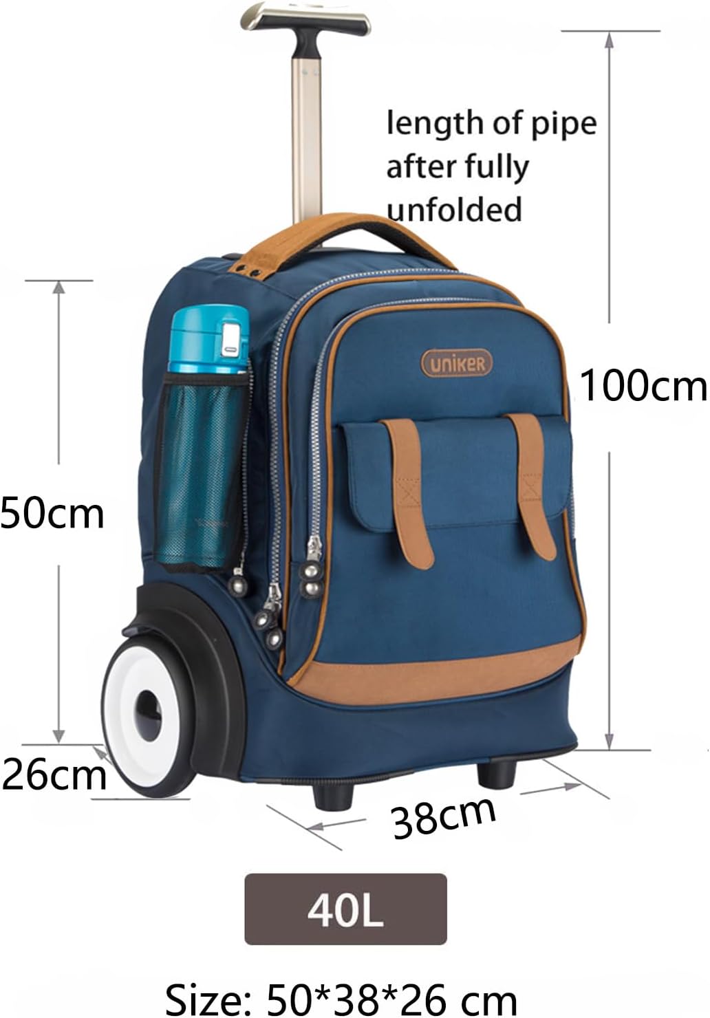 UNIKER Laptoptasche mit Rollen für 15,6 Zoll Laptops, Krankenschwestertasche auf Rädern, T5 (T5 - Bl