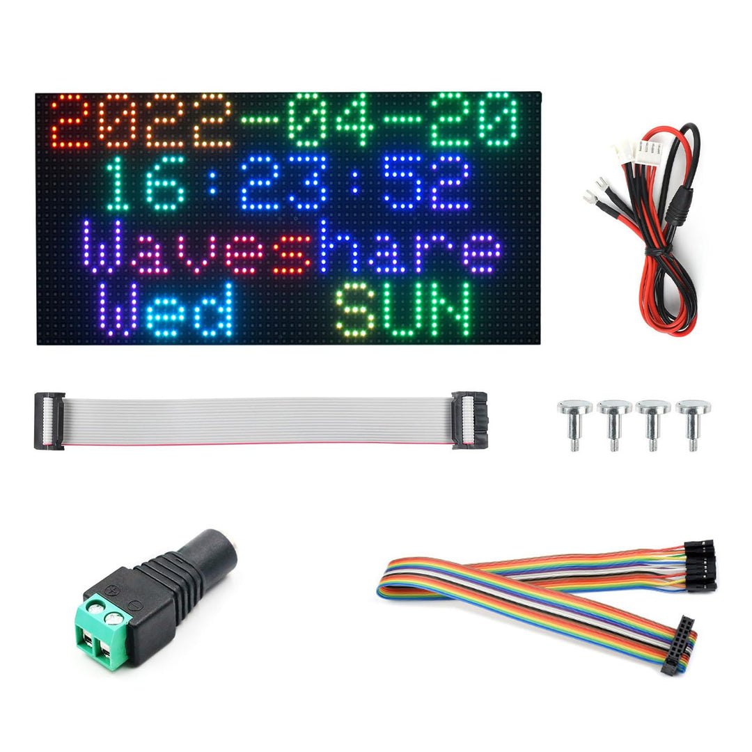 Waveshare RGB Full-Color LED Matrix Panel 4mm Pitch 64×32 Pixels 2048 Individual RGB LEDs Adjustable