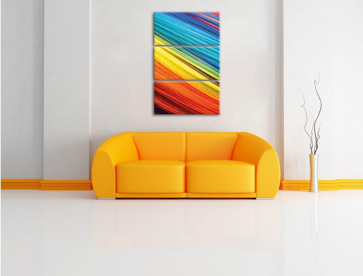 Pixxprint Bunte Streifen 3-Teiler Leinwandbild 120x80 Bild auf Leinwand