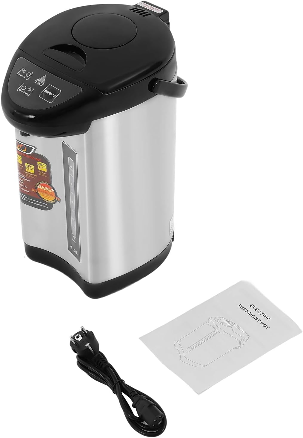 JIDIJINGH 4L Thermopot Elektrischer Wasserkocher mit Warmhaltefunktion 750W, Konstante Temperatur 92