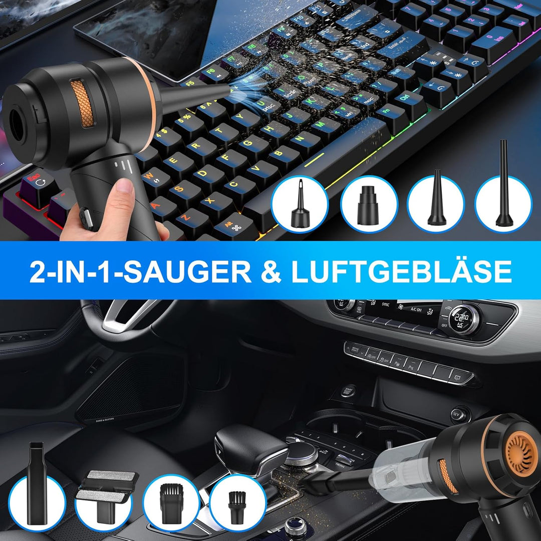 Handstaubsauger Kabellos, Autostaubsauger, 18000Pa Stark & 4 in 1 Akku Staubsauger, 200000 U/min Bür