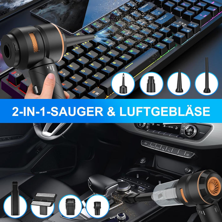 Handstaubsauger Kabellos, Autostaubsauger, 18000Pa Stark & 4 in 1 Akku Staubsauger, 200000 U/min Bür