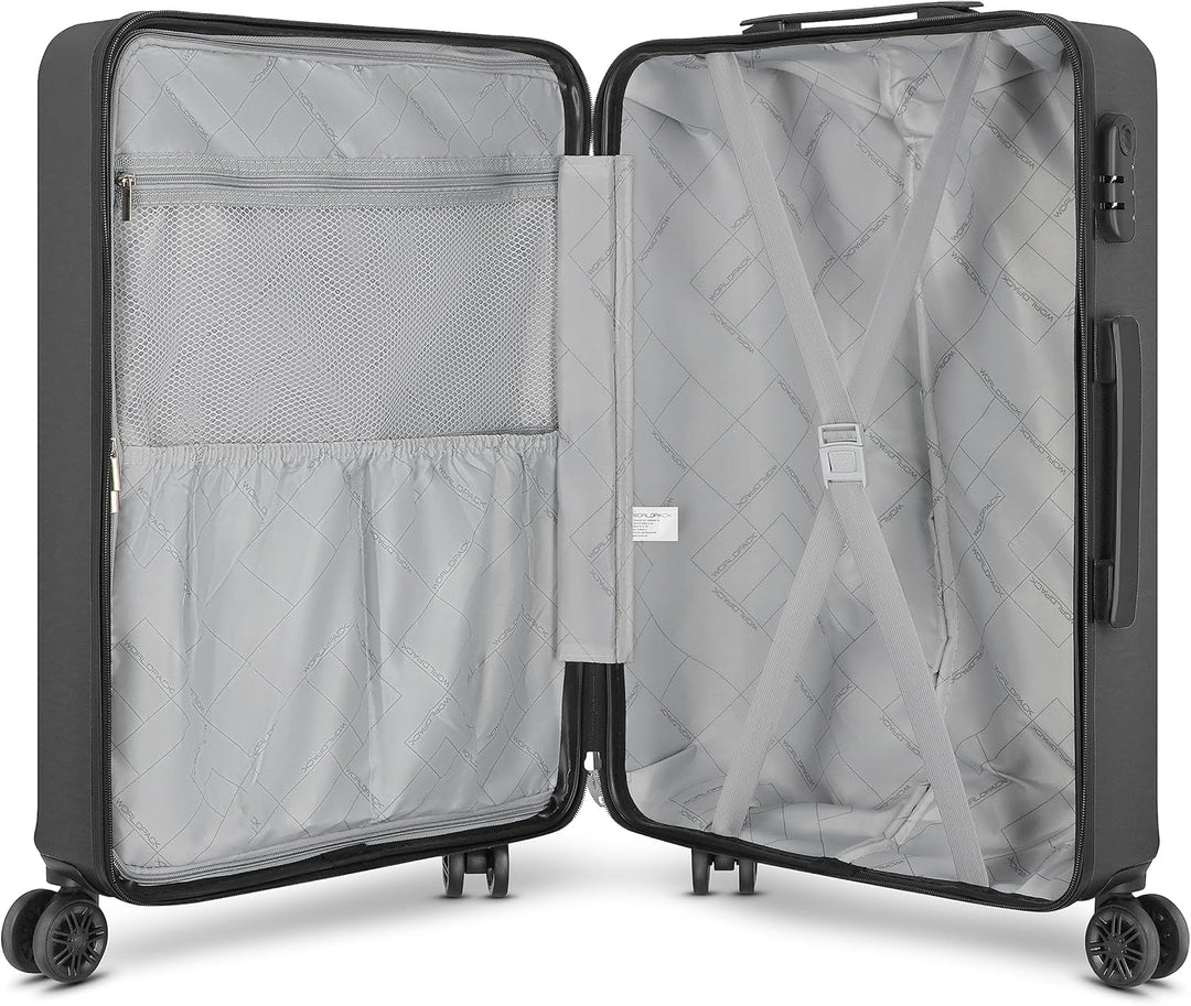 Worldpack New York 2.0 Koffer Gross | Hartschalenkoffer mittelgross - Trolley mit 4 Rollen, leichtes