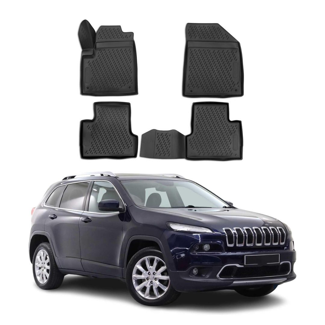 OMAC Gummimatten Fussmatten kompatibel mit Jeep Cherokee 2014-2024 TPE Automatten Schwarz 4X Cheroke