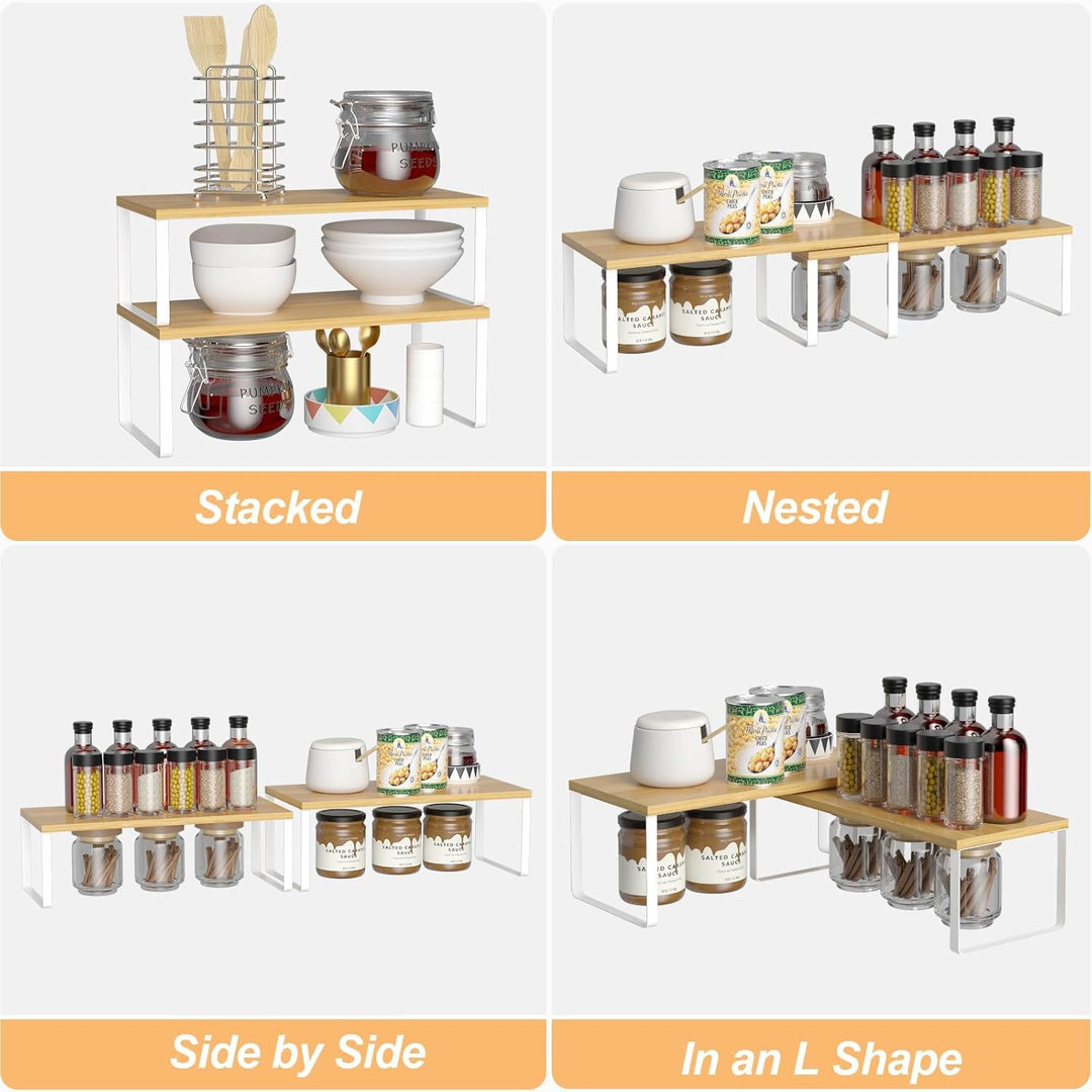 LIANTRAL Küchen Organizer, Küchenschrank Organizer 2er Set, Erweiterbar und Stapelbar Gewürzregal, K